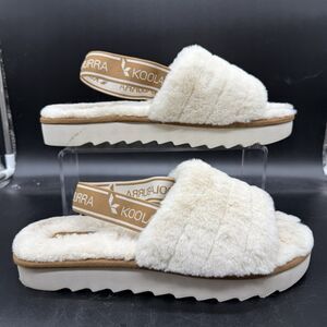 Koolaburra by Ugg Women's Fuzz'N II Faux Fur Sandals Size 11 beige 1116914